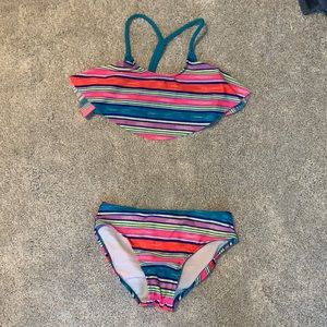 Striped Girls Bikini Frilly Top Target